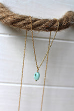 Lade das Bild in den Galerie-Viewer, KETTE AMAZONIT TROPFEN VERGOLDET
