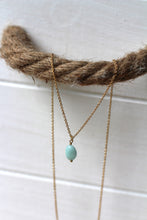 Lade das Bild in den Galerie-Viewer, KETTE AMAZONIT TROPFEN VERGOLDET