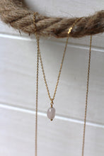 Lade das Bild in den Galerie-Viewer, KETTE ROSENQUARZ TROPFEN VERGOLDET