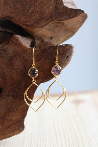 Goldene zarte Ohrringe Amethyst im Boho Stil by Jamie Flynn