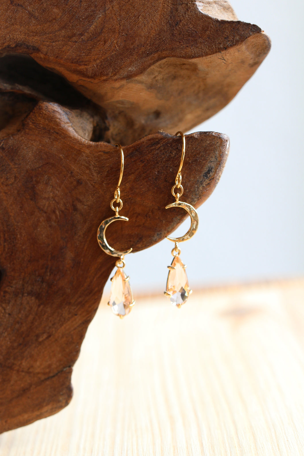 OHRRINGE LUNA VERGOLDET PFIRSICH