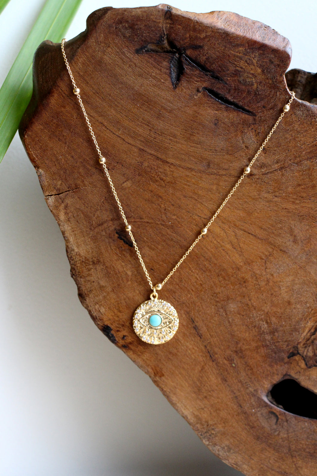 KETTE EVIL EYE CHARM TÜRKIS VERGOLDET